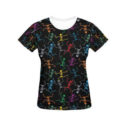 Skeleton Colorful Print Design LKS302 Women's  T-shirt