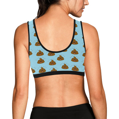 Poop Emoji Pattern Print Design A03 Sports Bra