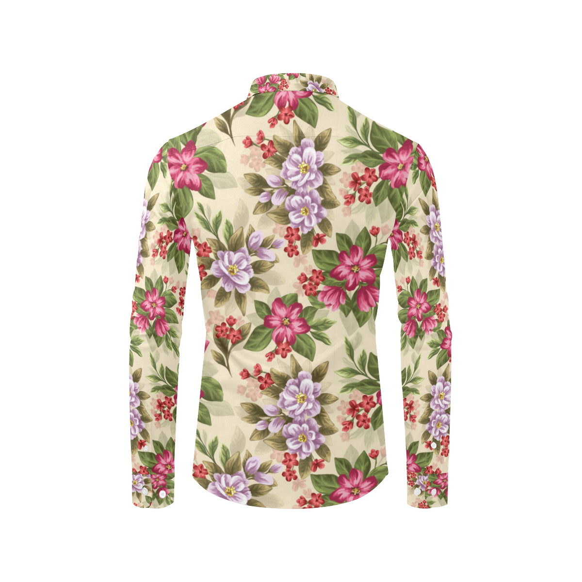 Summer Floral Pattern Print Design SF08 Men's Long Sleeve Shirt