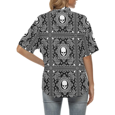 Bandana Skull Print Design LKS303 Women's Hawaiian Shirt