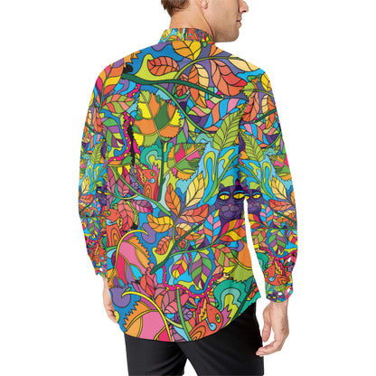 Psychedelic Trippy Flower Print Men's Long Sleeve Shirt