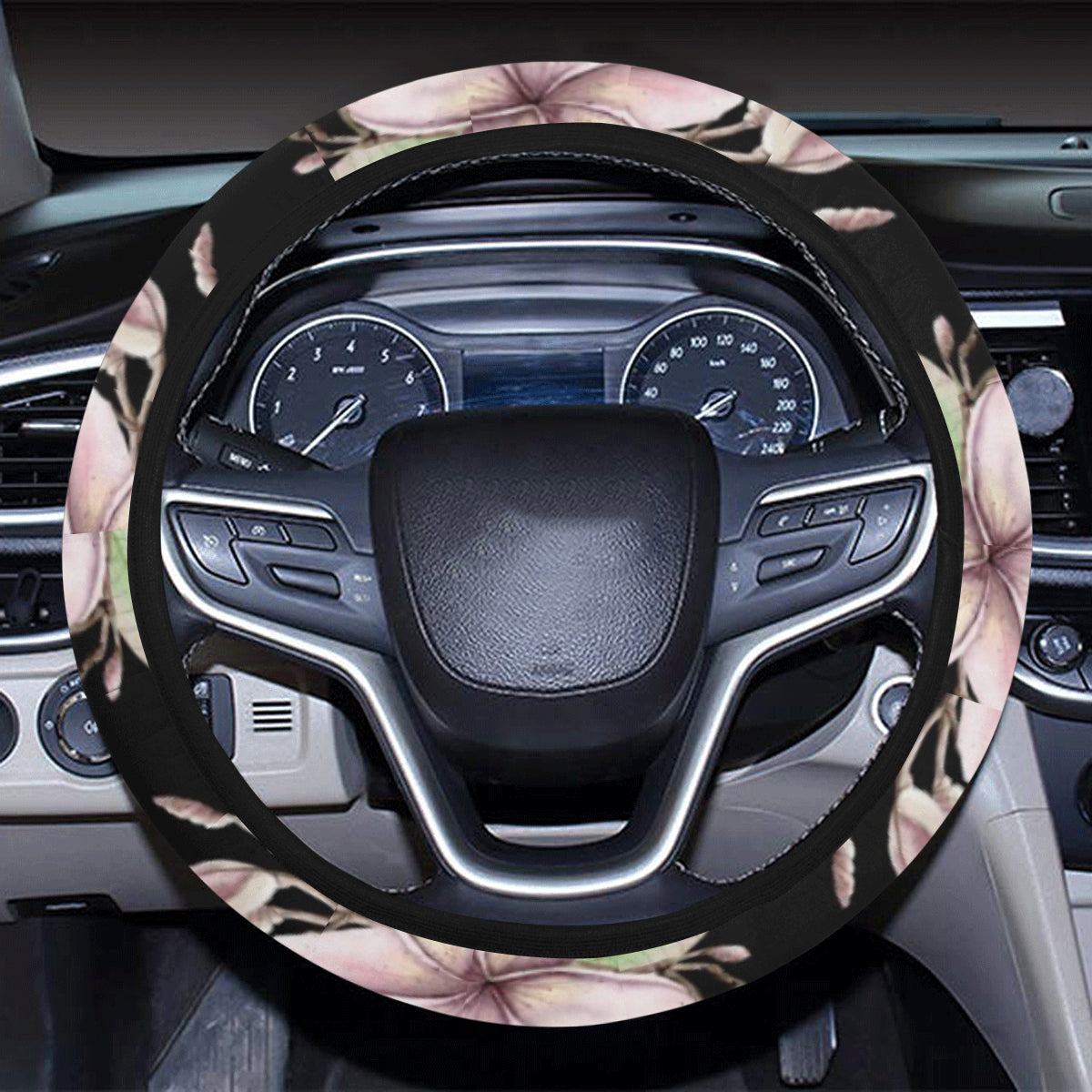 Plumeria Pattern Print Design PM02 Steering Wheel Cover with Elastic Edge
