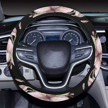 Plumeria Pattern Print Design PM02 Steering Wheel Cover with Elastic Edge