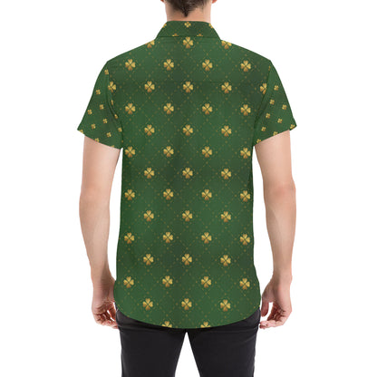 Clover  Pattern Print Design 01 Men's Short Sleeve Button Up Shirt