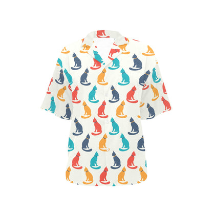 Cat Pattern Print Design 03 Women's Hawaiian Shirt