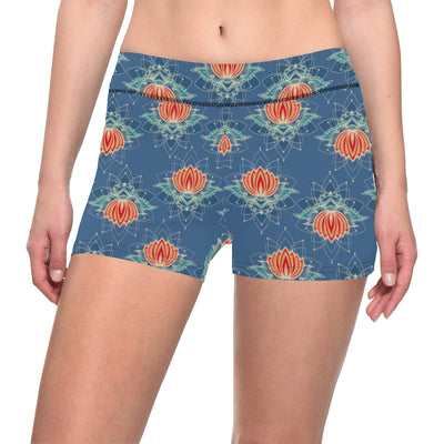 lotus Boho Pattern Print Design LO07 Yoga Shorts