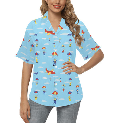 Skydiver Print Design LKS304 Women's Hawaiian Shirt