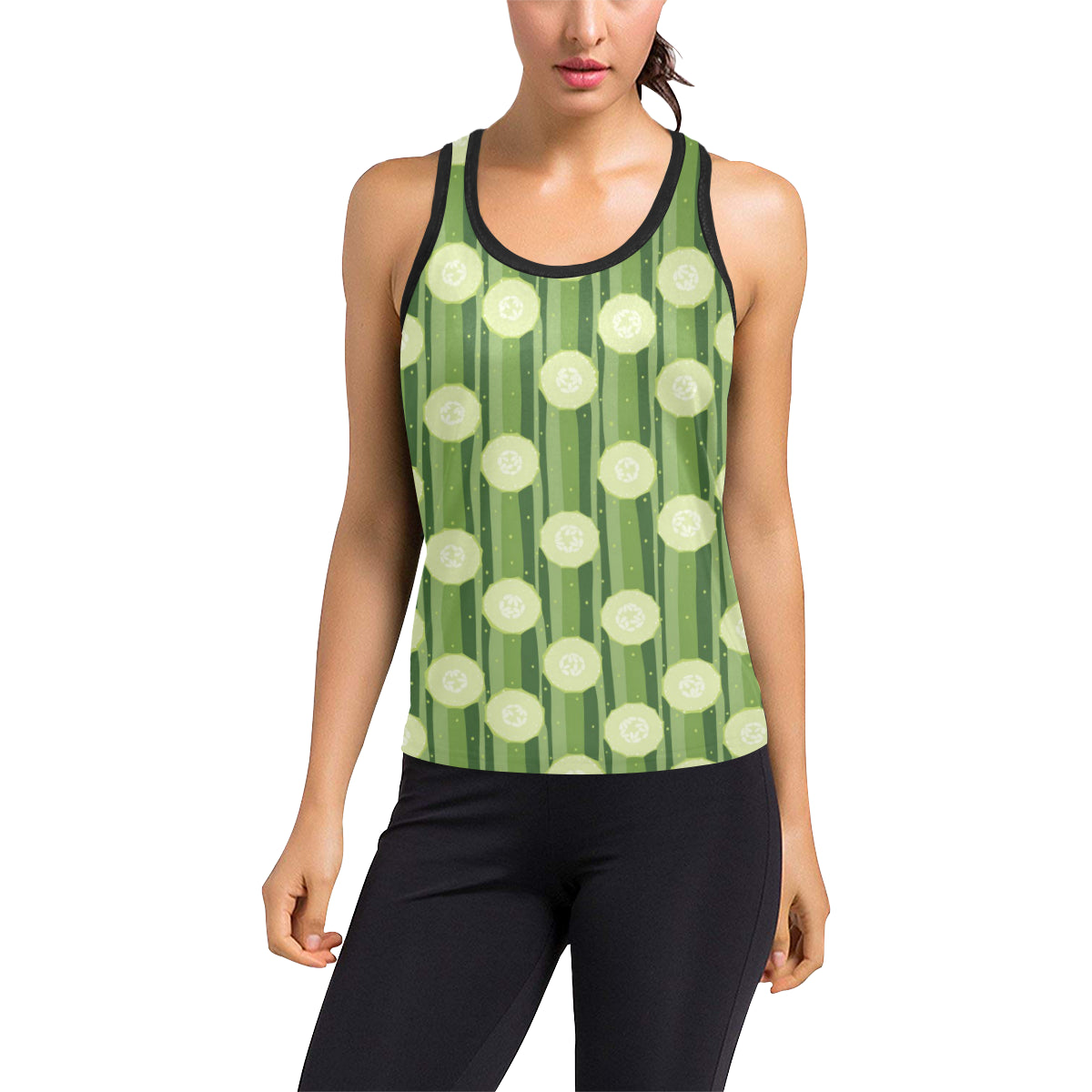 Cucumber Pattern Print Design CC03 Women's Racerback Tank Top