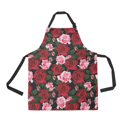 Rose Red Pink Pattern Print Design RO01 Apron with Pocket