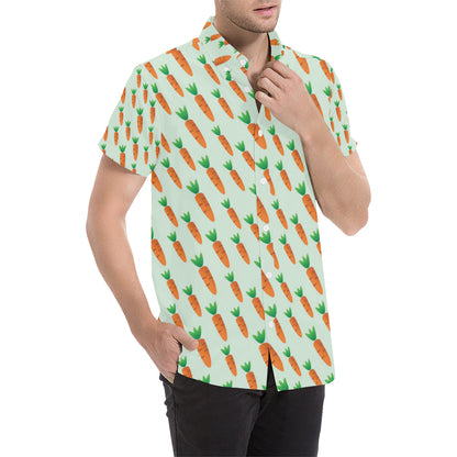 Carrot Pattern Print Design 05 Men's Short Sleeve Button Up Shirt