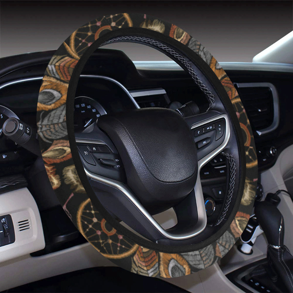 Dream catcher embroidered style Steering Wheel Cover with Elastic Edge