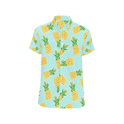 Pineapple Pattern Print Design PP01 Men's Short Sleeve Button Up Shirt