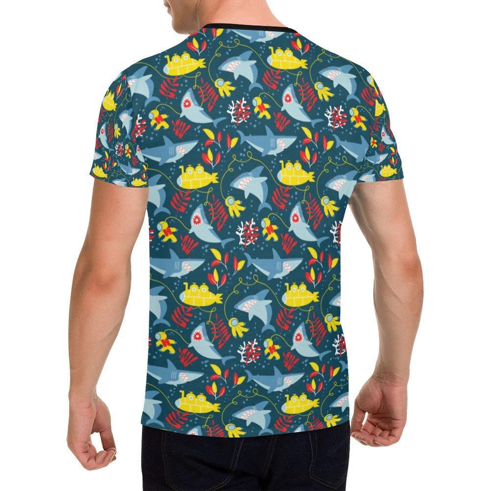 Scuba With Sharks Print Design LKS303 Men's All Over Print T-shirt
