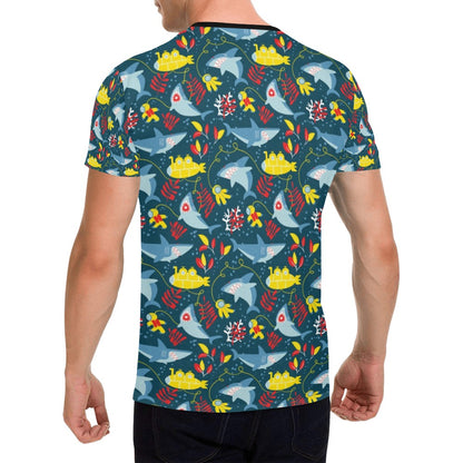 Scuba With Sharks Print Design LKS303 Men's All Over Print T-shirt