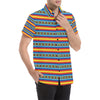 Mexican Blanket ZigZag Print Pattern Men's Short Sleeve Button Up Shirt