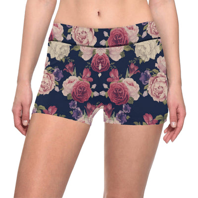 Peony Pattern Print Design PE03 Yoga Shorts