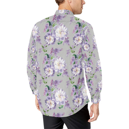 Lilac Pattern Print Design LI07 Men's Long Sleeve Shirt