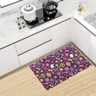 Flower Power Peace Design Print Kitchen Mat