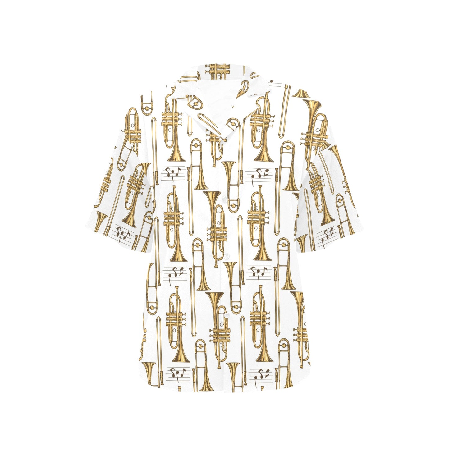 Trombone Pattern Print Design 04 Women's Hawaiian Shirt