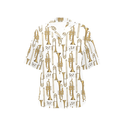 Trombone Pattern Print Design 04 Women's Hawaiian Shirt