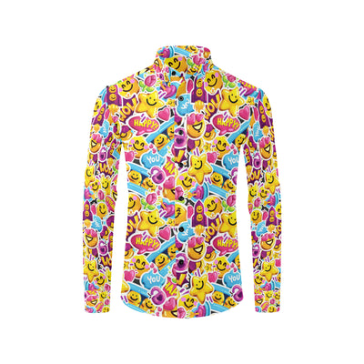 Emoji Sticker Print Pattern Men's Long Sleeve Shirt