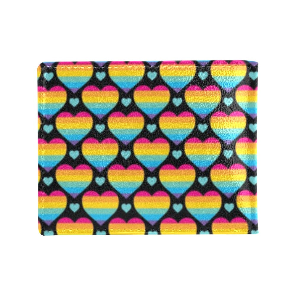 Rainbow Heart Print Pattern Men's ID Card Wallet