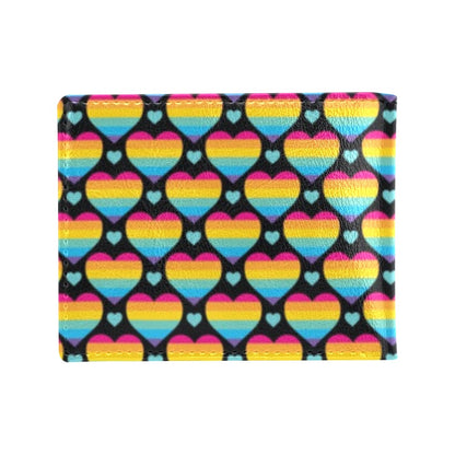 Rainbow Heart Print Pattern Men's ID Card Wallet