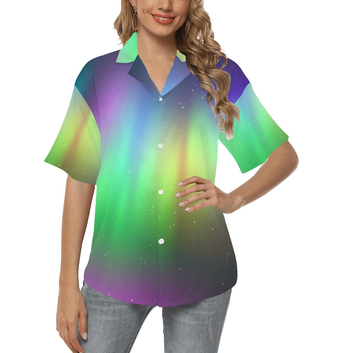 Aurora Borealis Pattern Print Design 03 Women's Hawaiian Shirt
