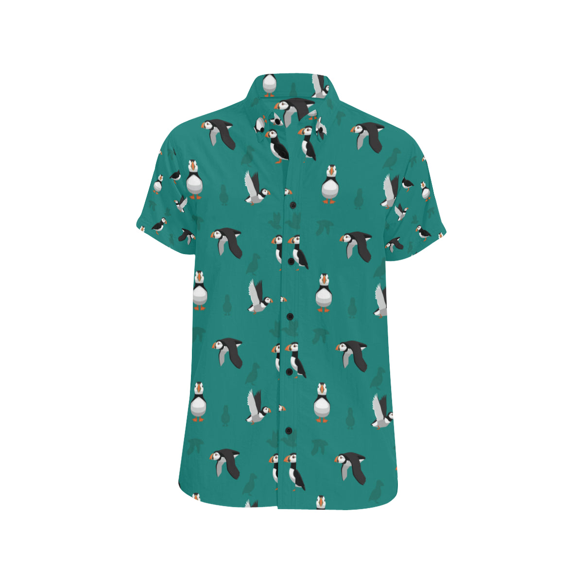 Puffin Pattern Print Design A02 Men's Short Sleeve Button Up Shirt