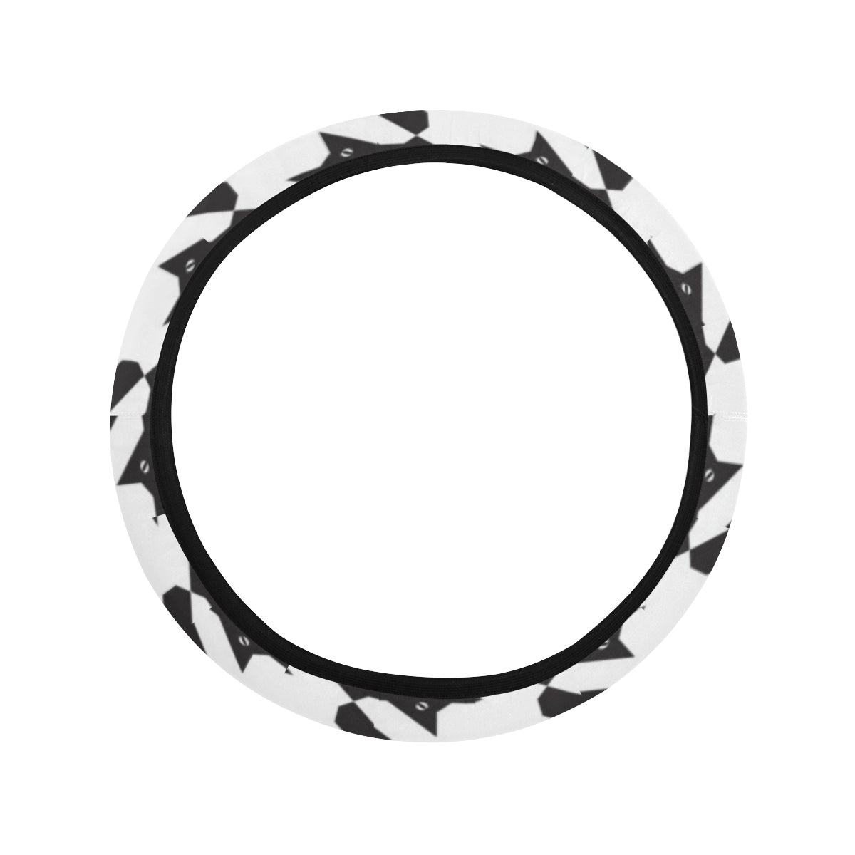 Cat HoundstoothPattern Print Design 01 Steering Wheel Cover with Elastic Edge