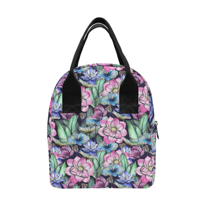 Water Lily Pattern Print Design WL07 Insulated Lunch Bag