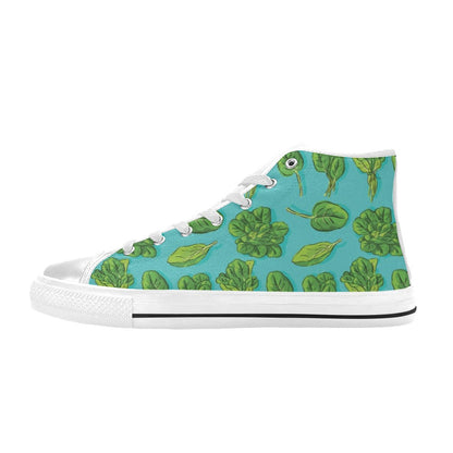 Spinach Print Design LKS301 High Top Women's White Shoes