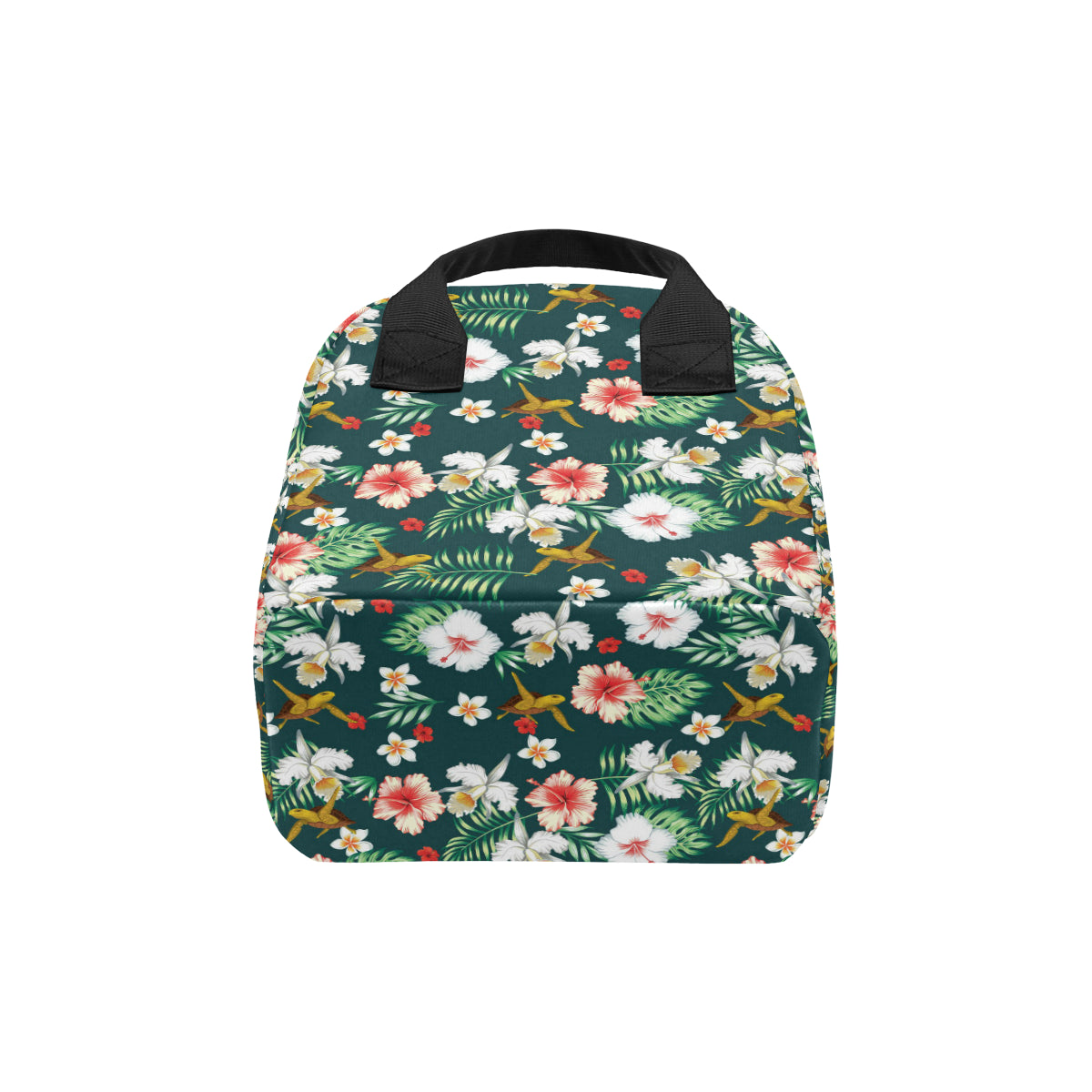 Hawaiian Flower Design with SeaTurtle Print Insulated Lunch Bag