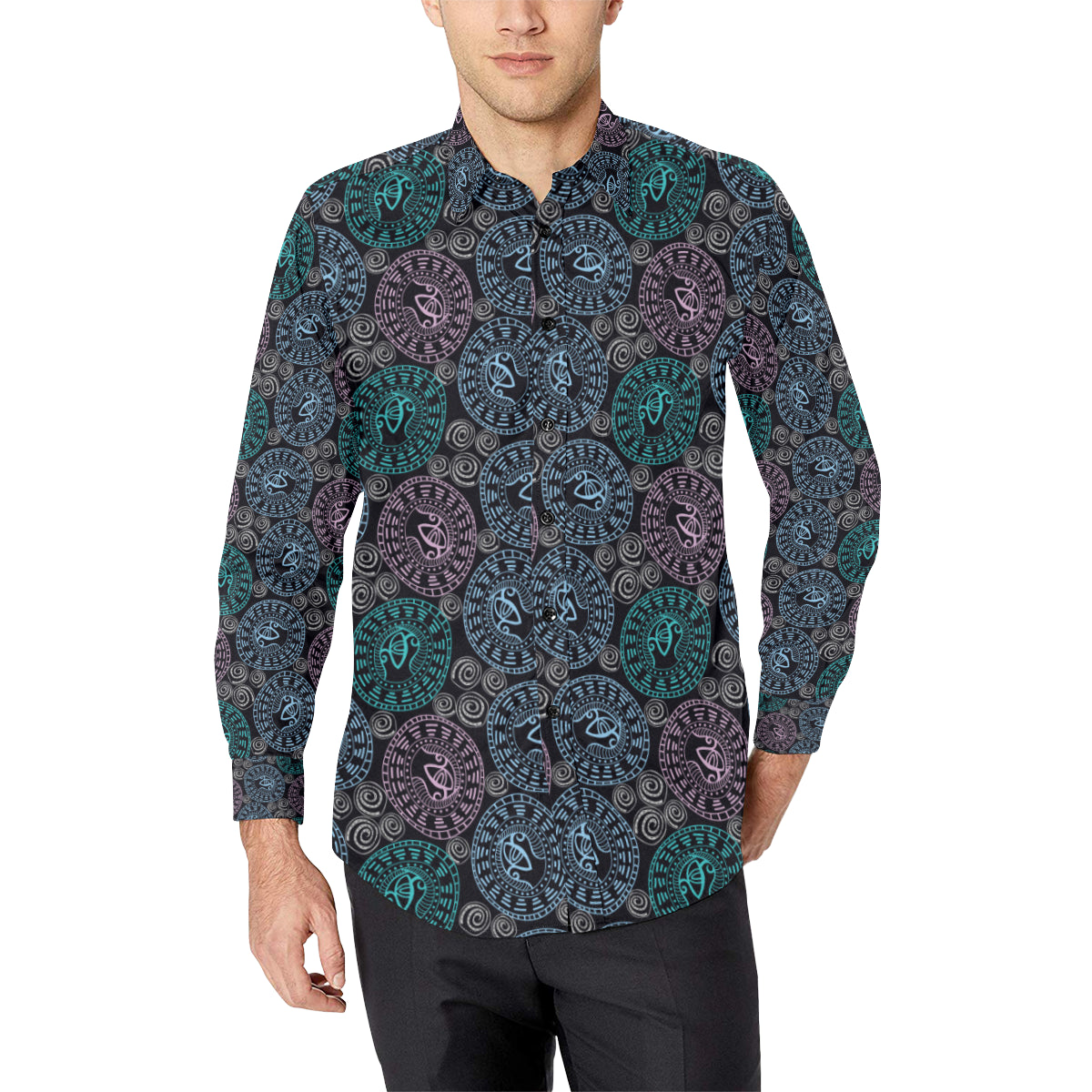 Eye of Horus Ethnic Pattern Men's Long Sleeve Shirt