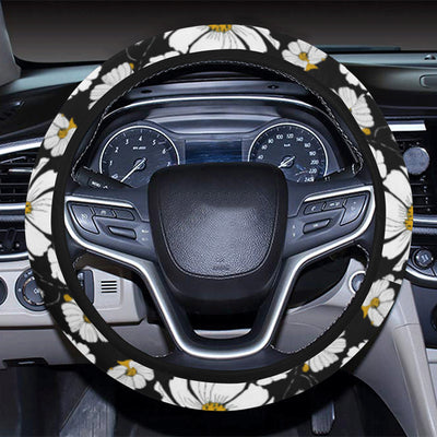 Daisy Pattern Print Design 02 Steering Wheel Cover with Elastic Edge