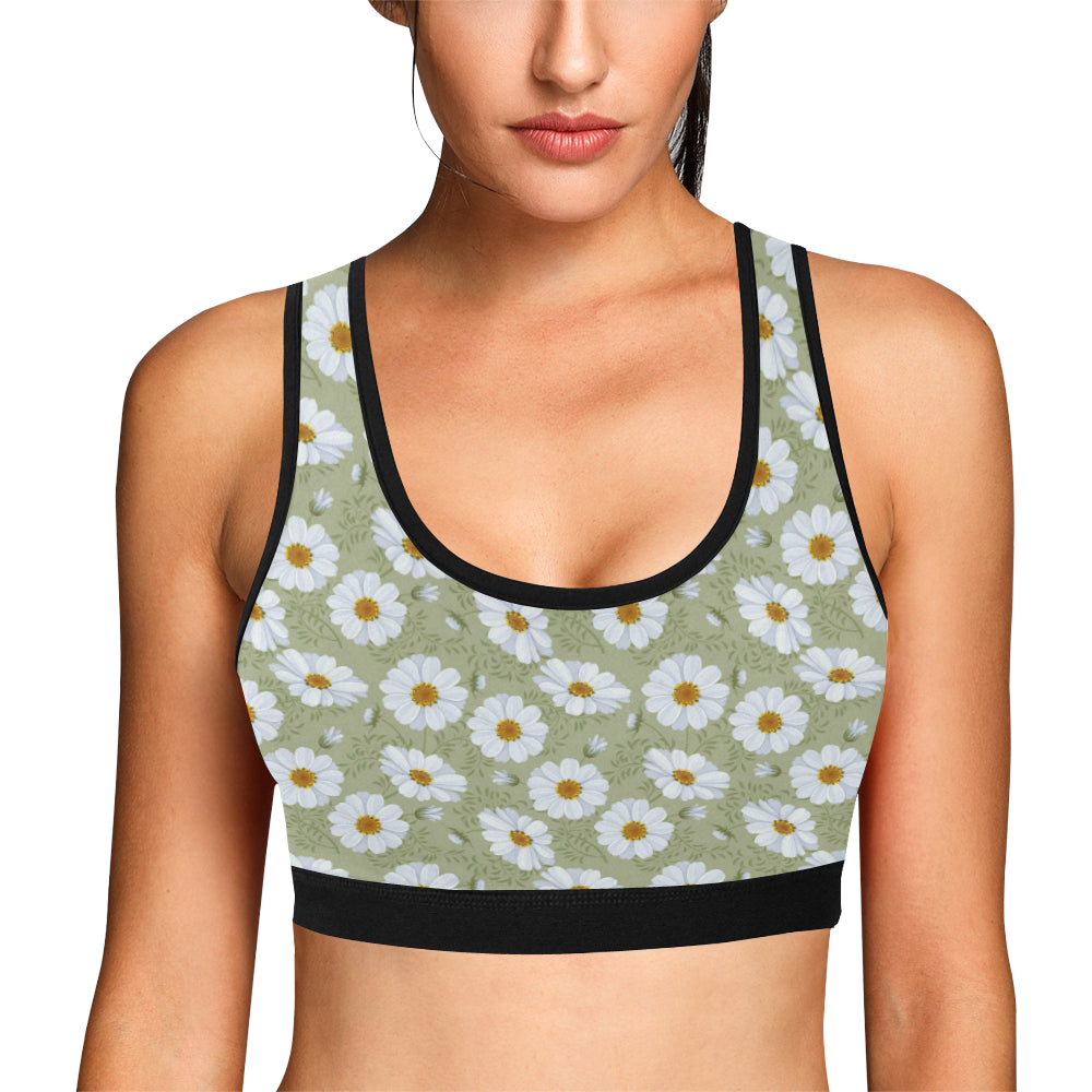 Daisy Yellow Print Pattern Sports Bra