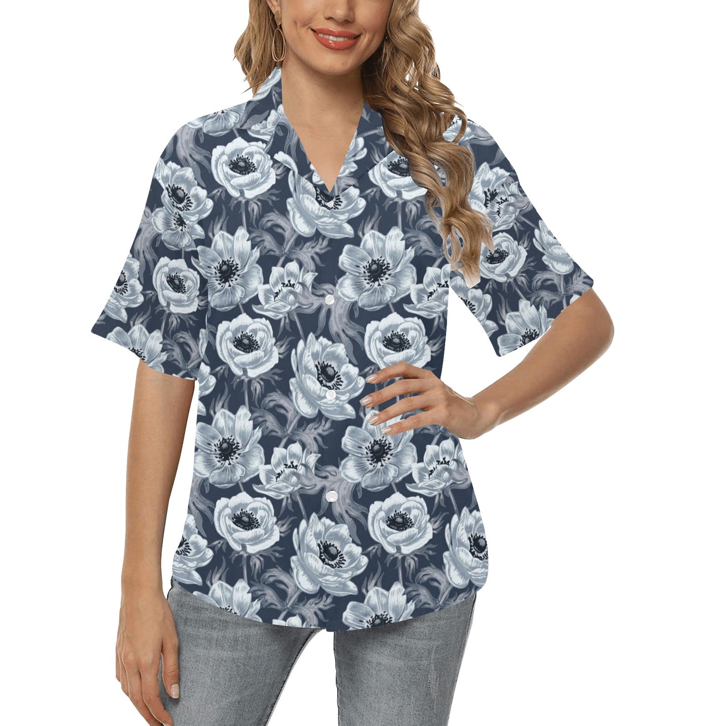 Anemone Pattern Print Design AM09 Women's Hawaiian Shirt