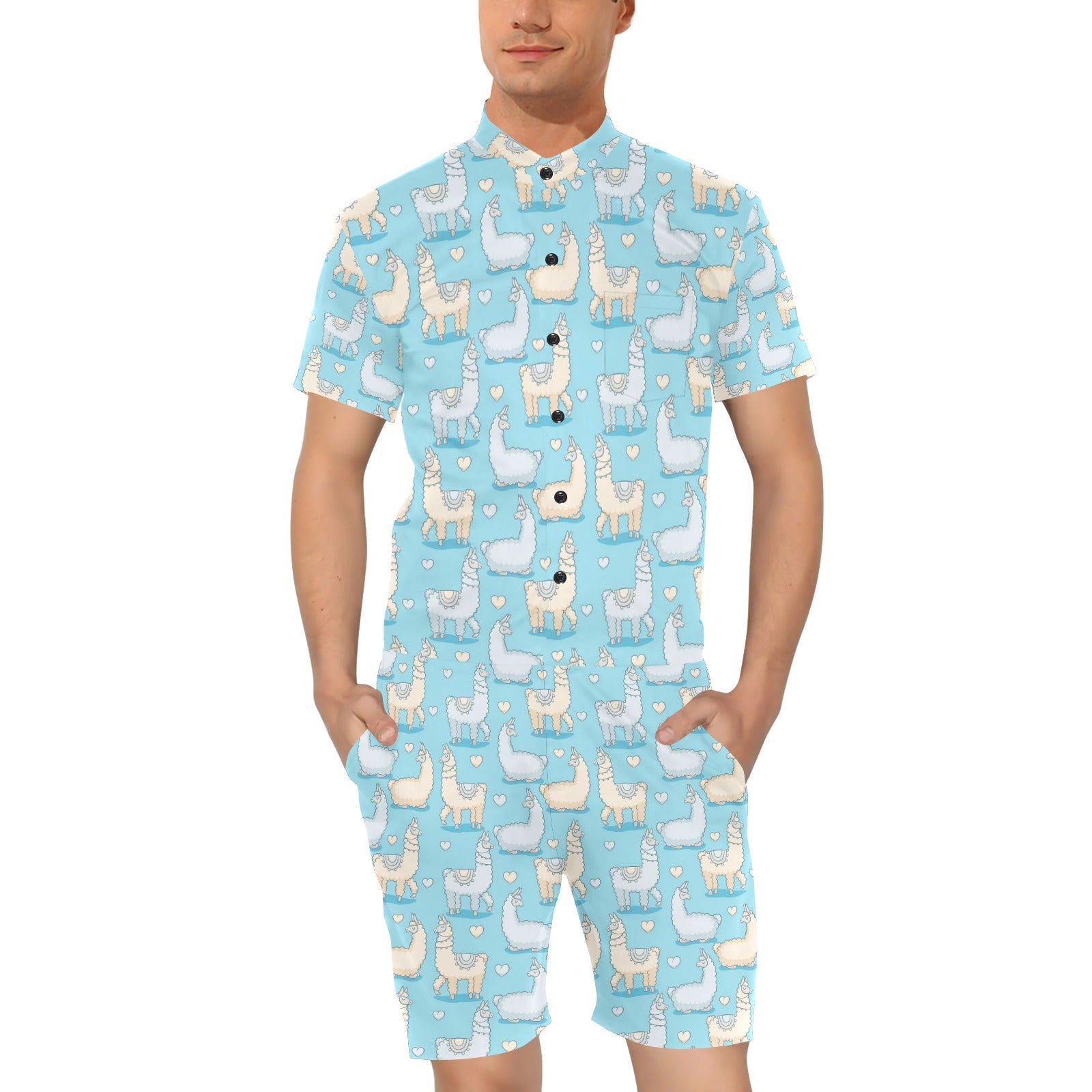 Alpaca Pattern Print Design 06 Men's Romper