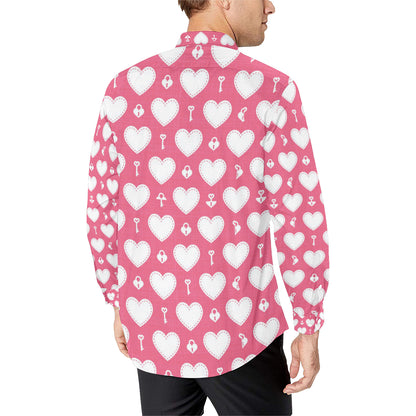 Heart Key Pattern Print Design HE09 Men's Long Sleeve Shirt