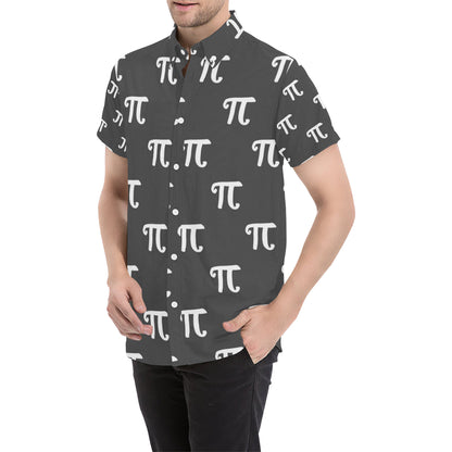 Pi Day Pattern Print Design A01 Men's Short Sleeve Button Up Shirt