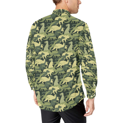 Camouflage Dinosaur Pattern Print Design 03 Men's Long Sleeve Shirt