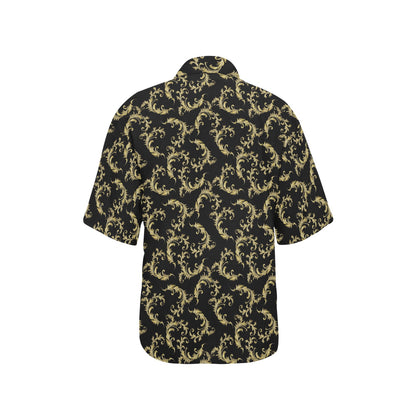 Baroque Golden Pattern Print Design 01 Women's Hawaiian Shirt