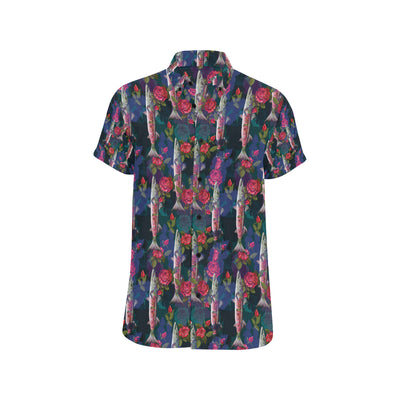 Barracuda with Folwer Pattern Print Design 01 Men's Short Sleeve Button Up Shirt