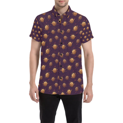 Cookie Pattern Print Design 03 Men's Short Sleeve Button Up Shirt