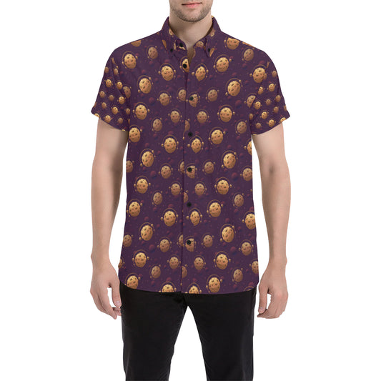 Cookie Pattern Print Design 03 Men's Short Sleeve Button Up Shirt