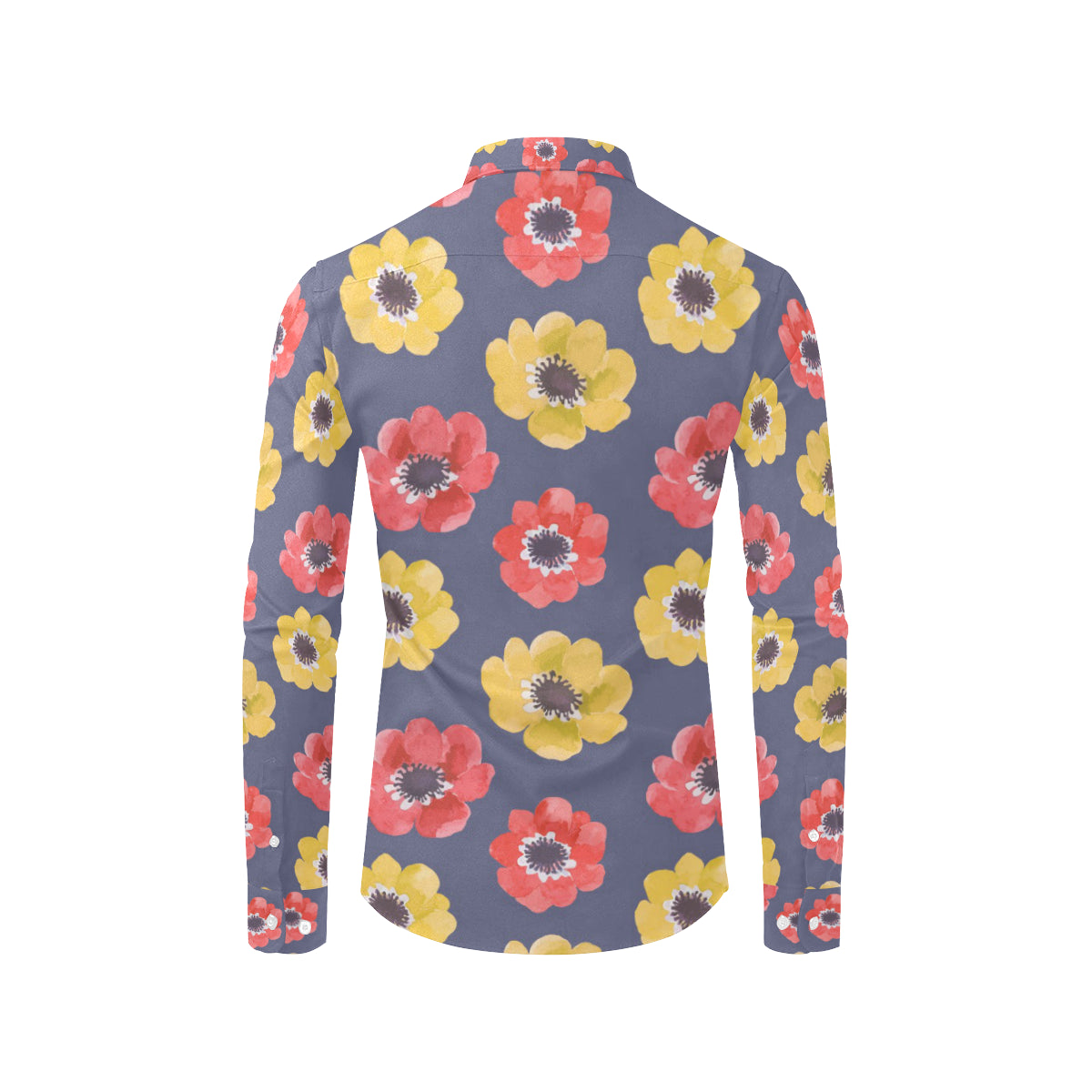 Anemone Pattern Print Design AM010 Men's Long Sleeve Shirt