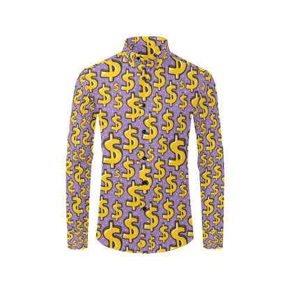 Dollar Pattern Print Design DO01 Men's Long Sleeve Shirt