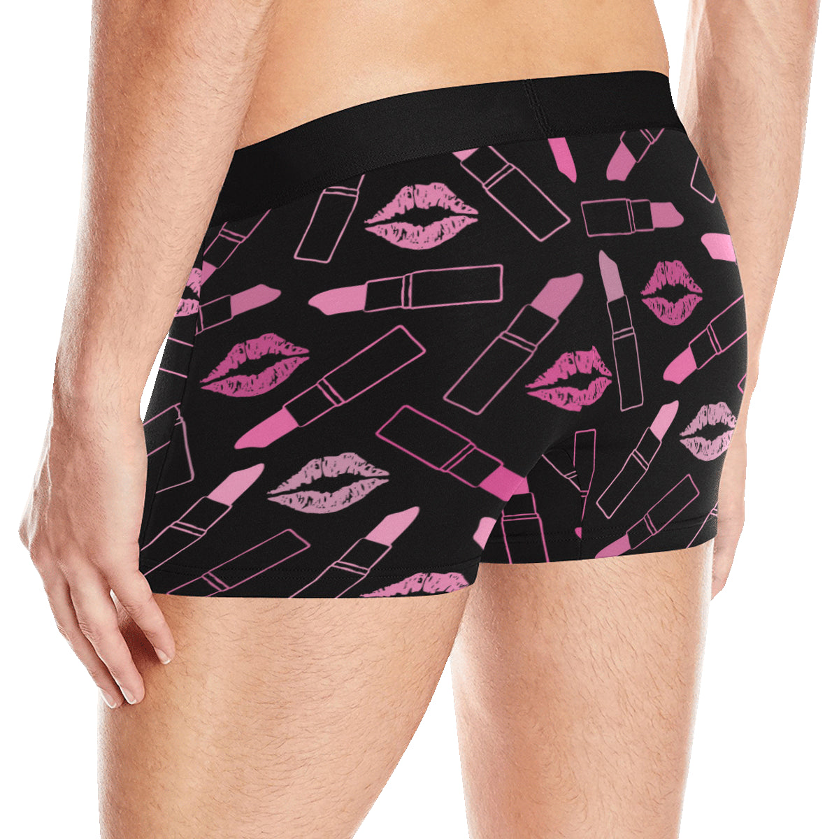 Lipstick Pink Pattern Print Design 01 Men's Boxer Briefs