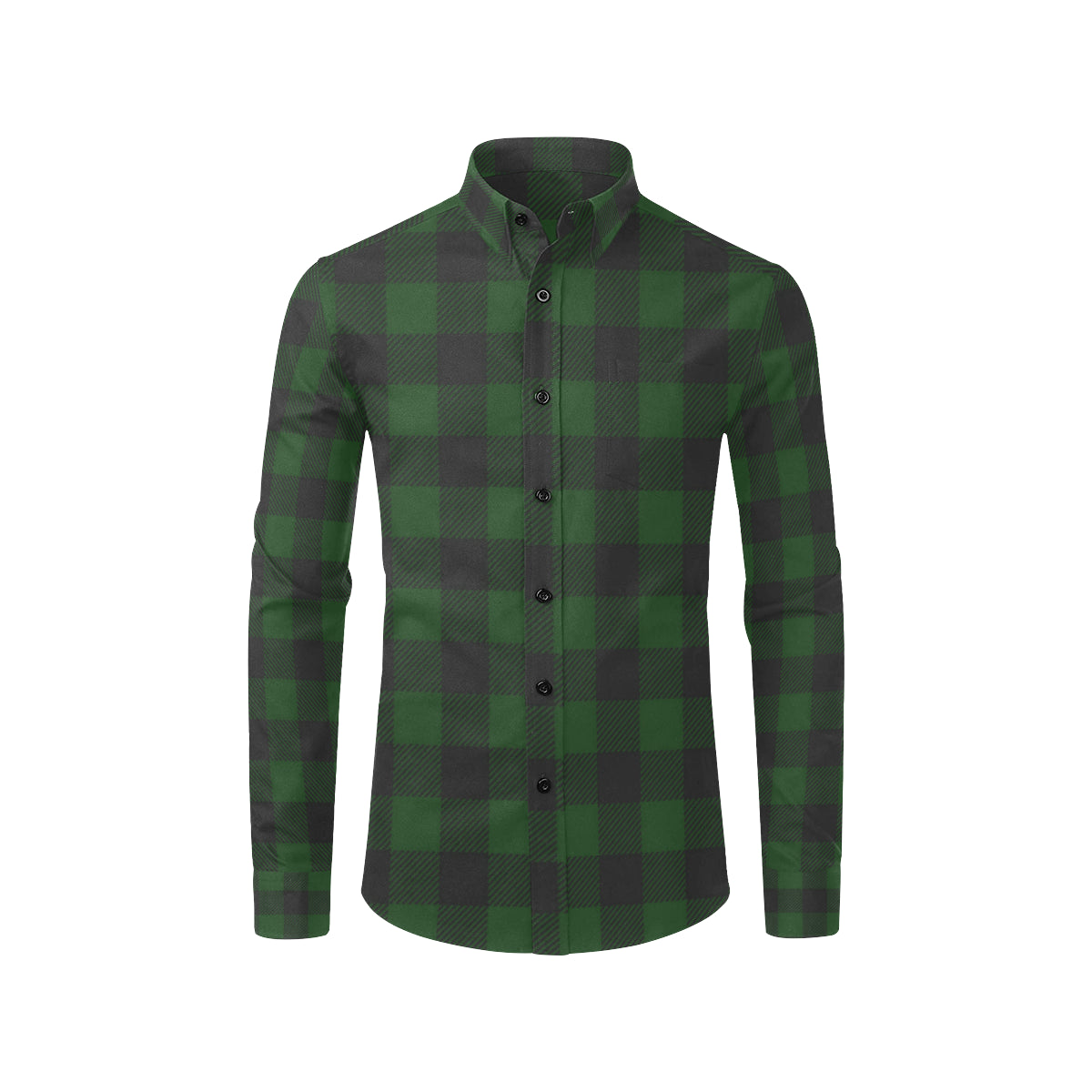 Buffalo check Green Pattern Print Design 02 Men's Long Sleeve Shirt