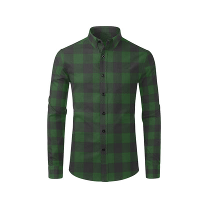 Buffalo check Green Pattern Print Design 02 Men's Long Sleeve Shirt
